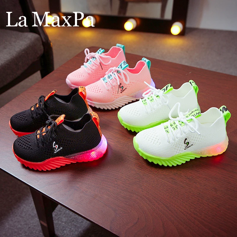 Светящиеся кроссовки для девочек новинка 2020 летняя детская повседневная обувь