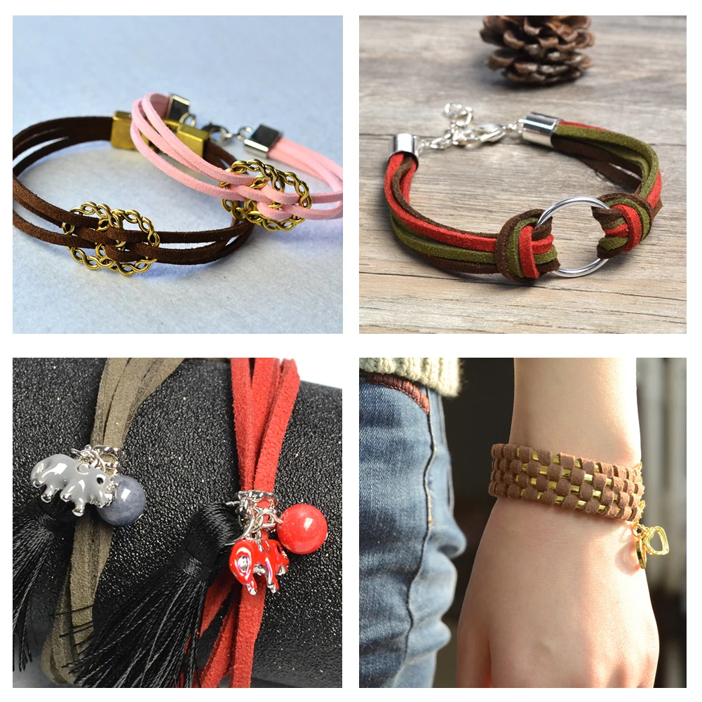 3 мм плоский шнур из искусственной замши для браслетов ожерелий кожаная веревка