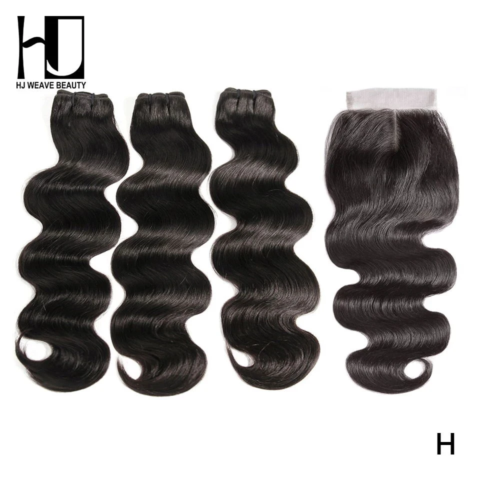 HJ WEAVE BEAUTY/волнистые индийские волосы 3 пучка с закрытыми прядями пучки