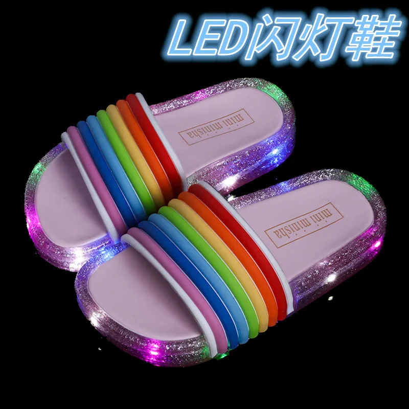 

2020 Children's Sandals and Slippers skittles xie Baby Slippers Male Summer Outdoor LED Flashing Lights Jelly Princess Girls