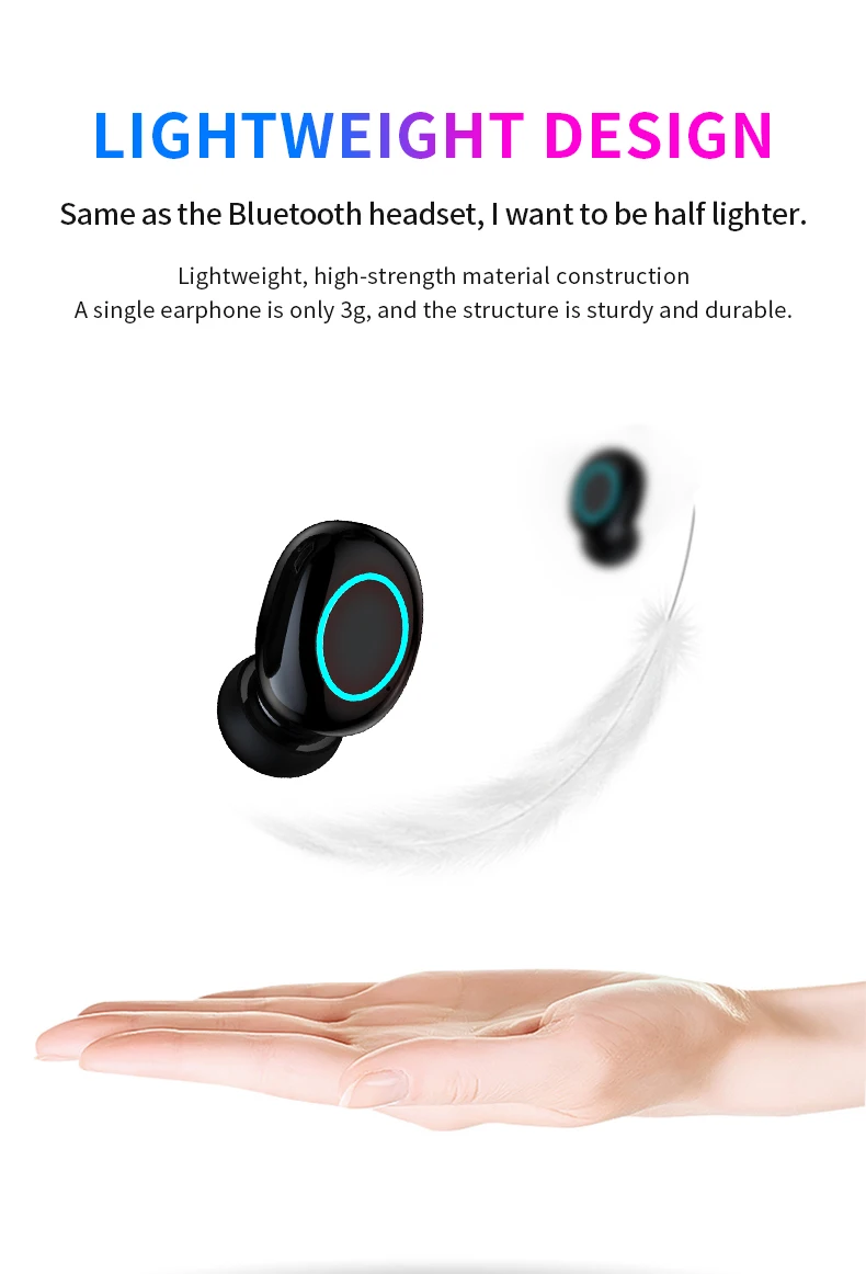 HBQ Touch Bluetooth V5.0 наушники портативные TWS беспроводные мини наушники 3D стерео гарнитура 3500 мАч как внешний аккумулятор с светодиодный дисплеем
