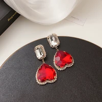 s925 silver needle heart shaped diamond earrings for women 2021 new fashion trend exaggerated earrings french ear studs