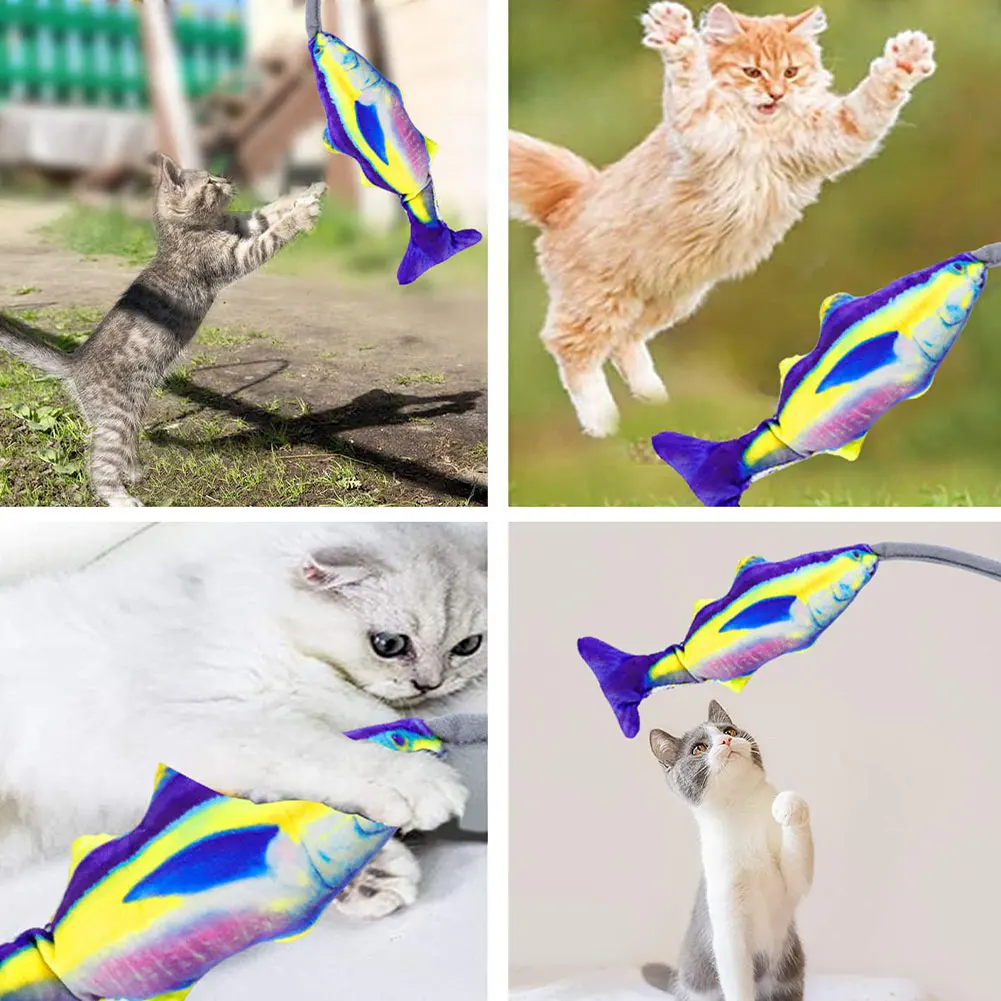

Plush Fish Cat Toy Washable Reusable Pet Interactive 130cm Pillow Chew Kicker Toy With Bell Simulation Fish Playing Toy For Cat