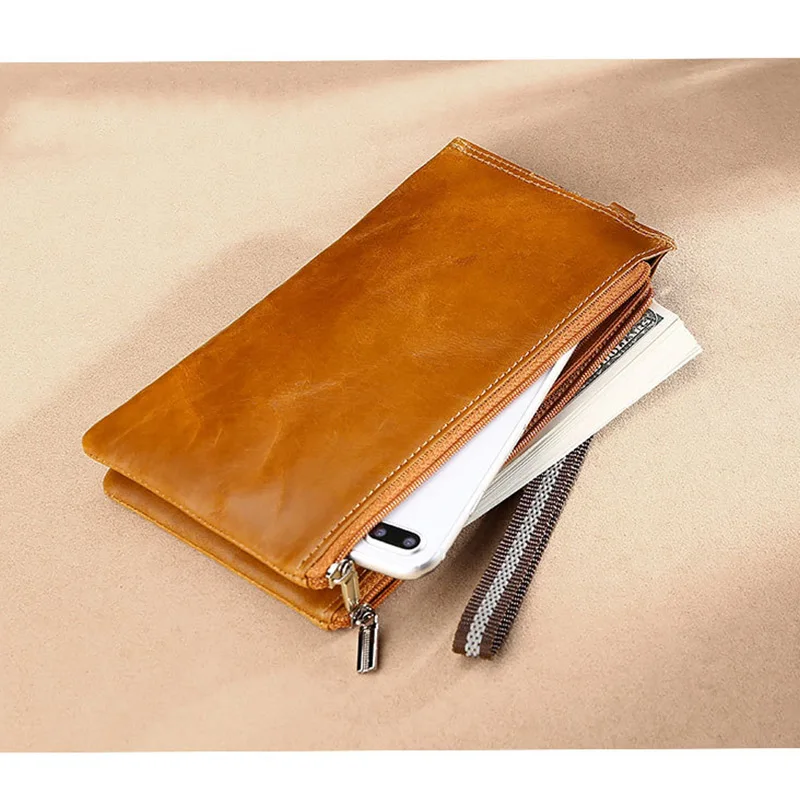 Роскошный брендовый Мужской Длинный кошелек винтажный из натуральной кожи