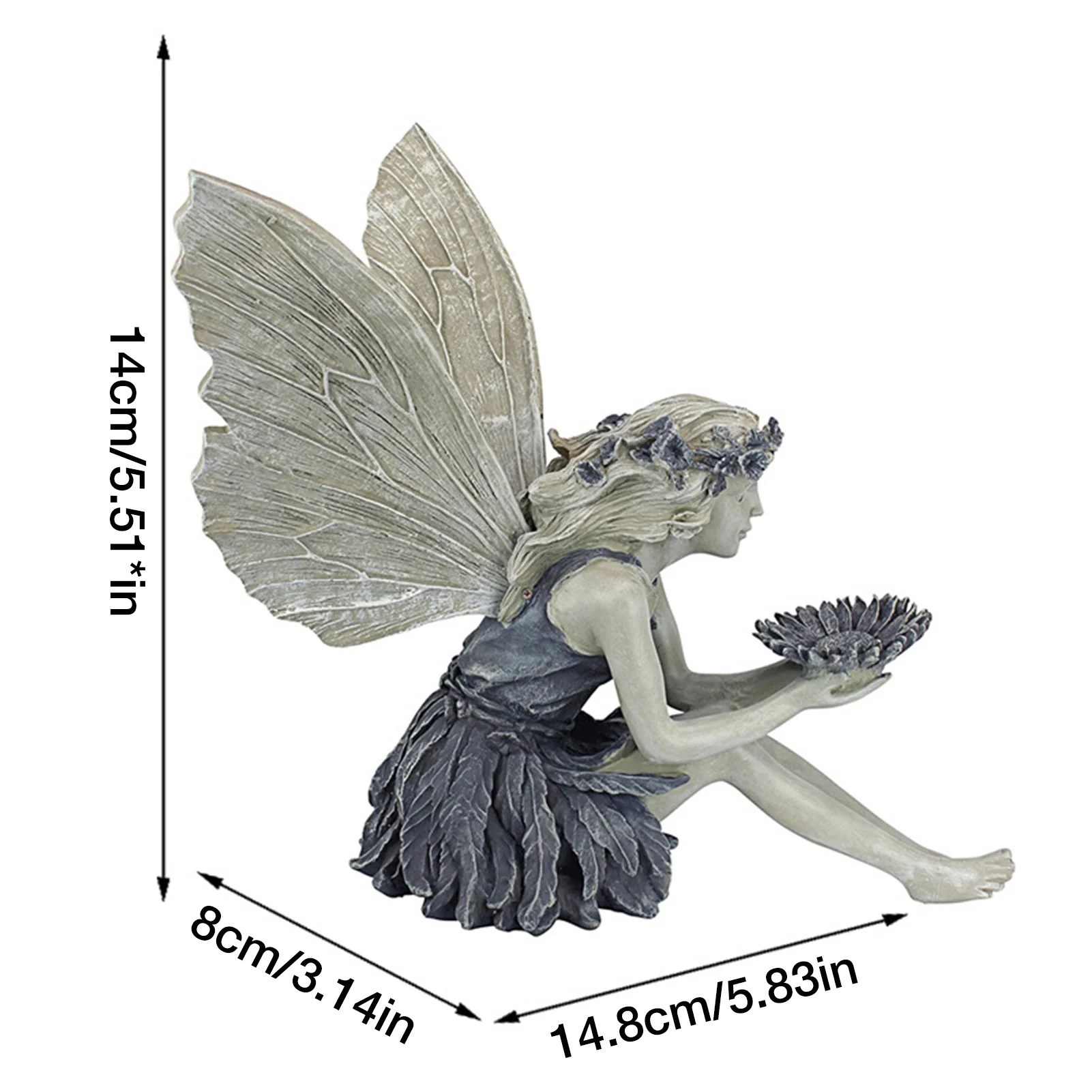 

Flower Fairy Resin decoration yard Ornaments fairy maiden Statue bird feeder outdoor home office garden Sunflower Ornaments