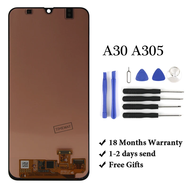 18 months Warranty For A30 A305/DS A305F A305FD A305A Display Touch Screen Digitizer Assembly For A30 A305 Screen replacement