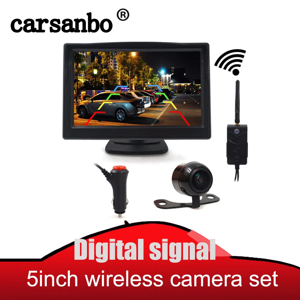 rear view camera with monitor монитор для камеры заднего вида 5 дюйм беспроводной монитор с фронтальной или задней камерой, прикуриватель питания, поддержка цифрового сигнала 150 м беспроводное расстояние
