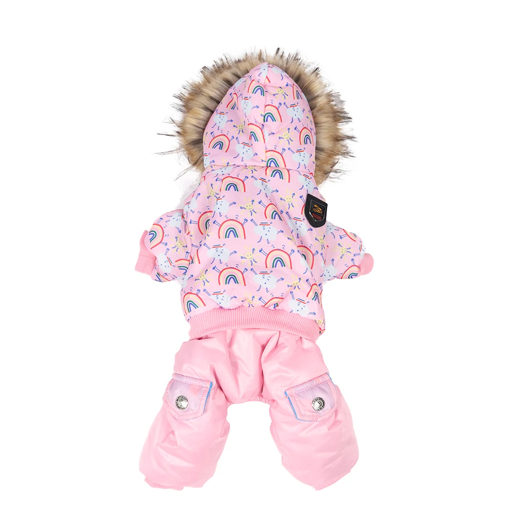 

New Rainbow Cotton Hooded Warm Winter Thickness Pet Dog Clothes Cat Puppy Dogs Coat Jackets Jumpsuit From S-XL For small dog