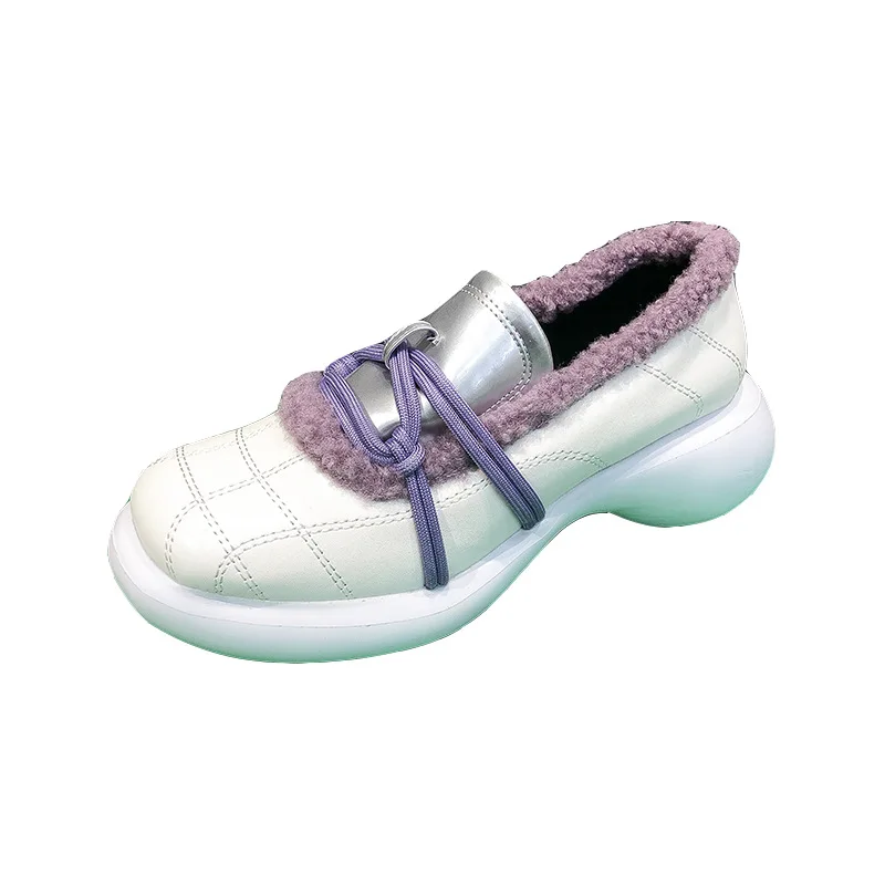 

2021 Spring Women Shoes Girls Slip On Platform Shoes Woman Brand Black Shoes Ladies Square Toe Bottom Shoes Female Purple Shoes