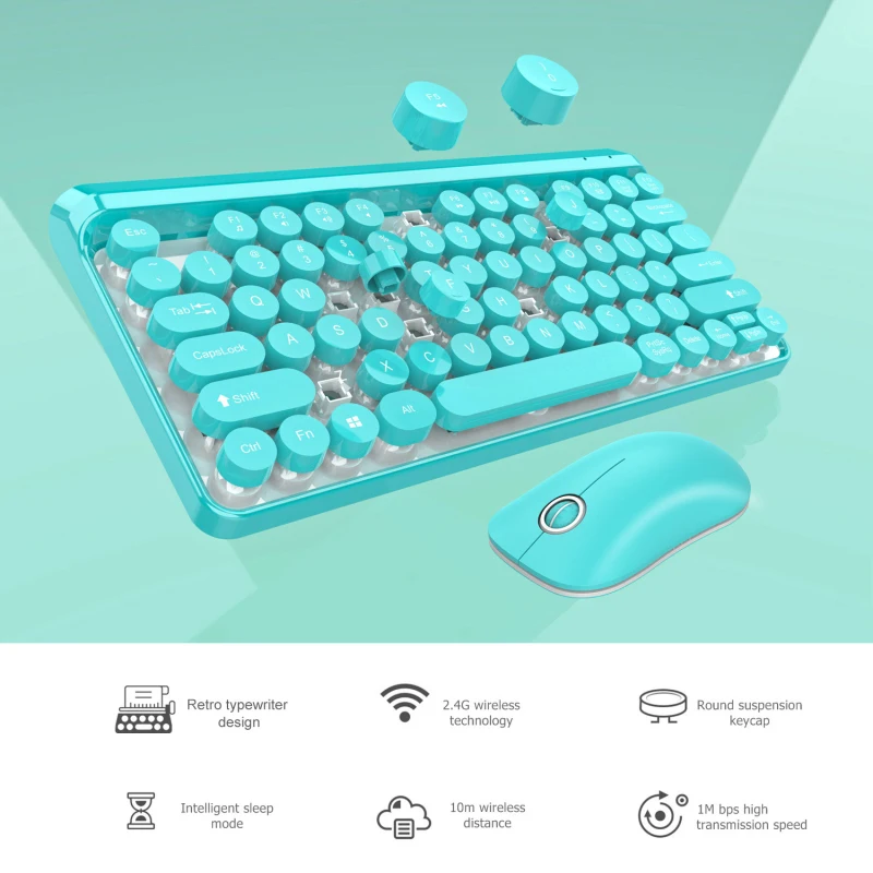 

1 Set Wireless Keyboard And Mouse Set 2.4 Ghz Stable Connection For Office Home Travel Presentation Wireless Mouse Keyboard