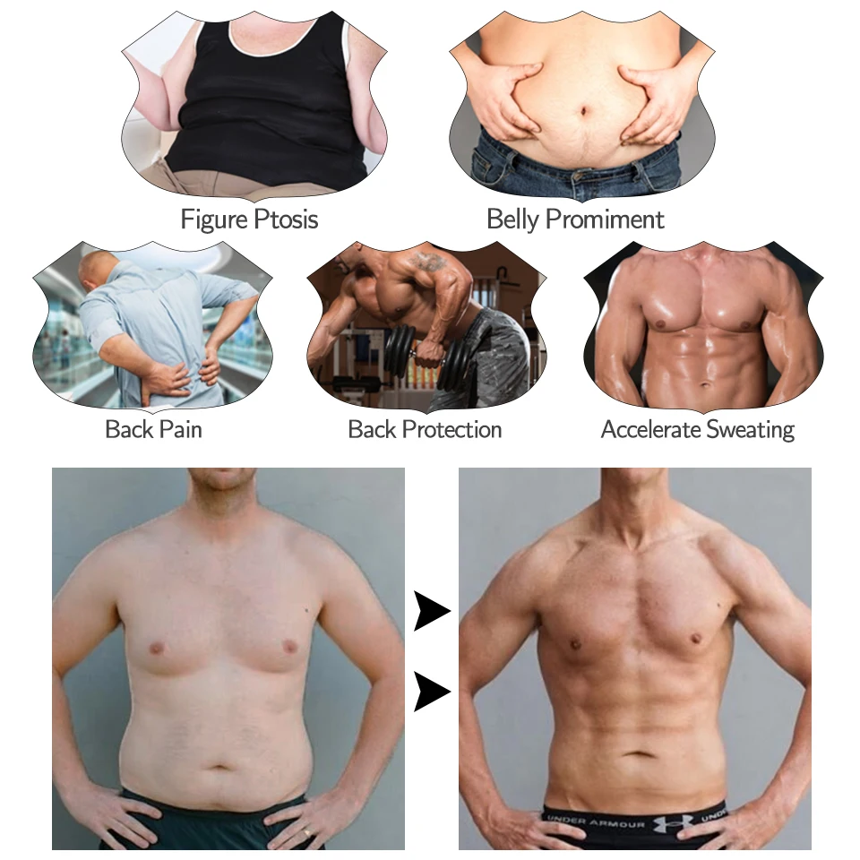 Men Slimming Body Shaper Sauna Sweat Belt Waist Trainer Corsets Belly Band Sport Girdle Modeling Straps Stomach Wraps Fat Burner