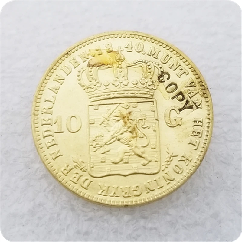 1818 1826 1828 1829.1840 Нидерланды 10 Гульденов - Виллем I КОПИЯ МОНЕТЫ на.