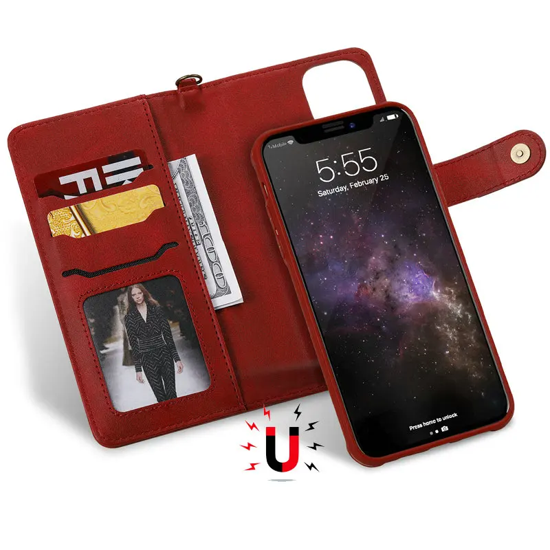 Съемный флип-чехол для iPhone 12 Pro Max роскошный чехол-кошелек 11 чехол iPhone12 Mini 11Pro XS SE 2