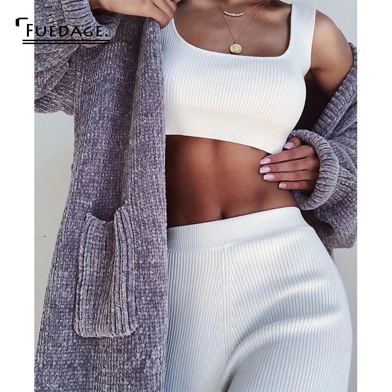 Женский вязаный кардиган свитер Fuedage повседневный длинный кардиган-ветровка с