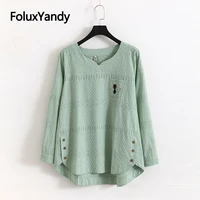v neck tops plus size women hollow out tops casual loose long sleeve t shirt green 3xl 4xl kkfy1054