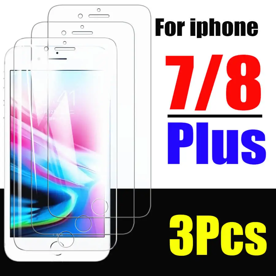 3pcs protective glass on the for iphone 8 7 6 6s plus screen protectors for iphone8 8plus 6plus 7plus glas aifone 6 s film cover free global shipping