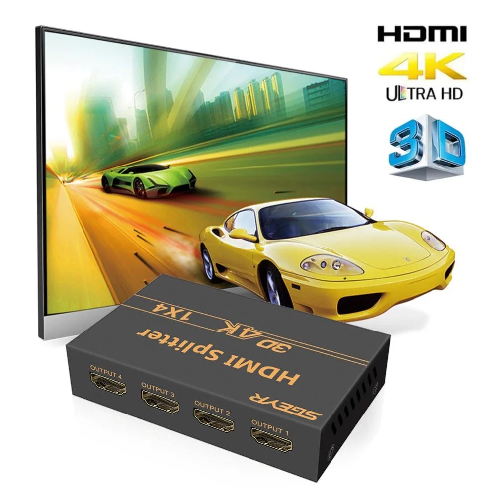 Разветвитель 4K HDMI 1x4 SGEYR 4 порта 1 Divisor в выхода разветвитель с поддержкой @ 30 Гц 3D 1080P