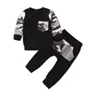 Комплект детской одежды для мальчиков 2 шт.компл. зимняя одежда для малышей младенцев мальчиков камуфляжные Топы Футболка штаны наряды