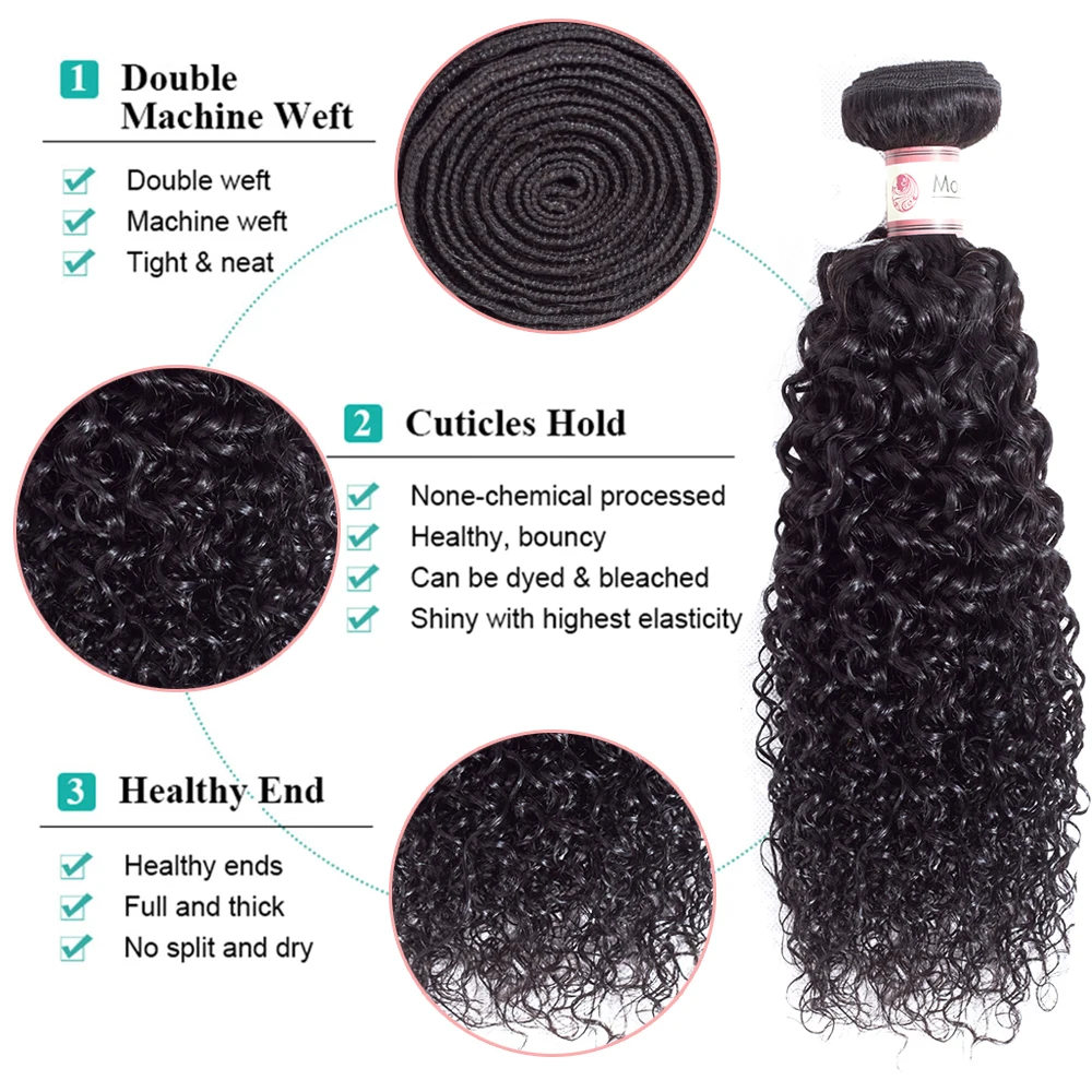 

Malaysian Kinky Curly Hair Bundles With Closure Human Hair Extension Bundles Free Part 3/4 Bundles Deep Curly Hair With Closure