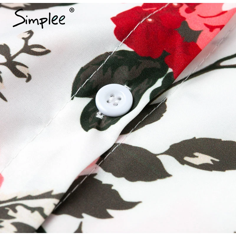 Simplee Floral print women blouse shirt Vintage long sleeve female top Streetwear v-neck plus size office ladies | Женская одежда