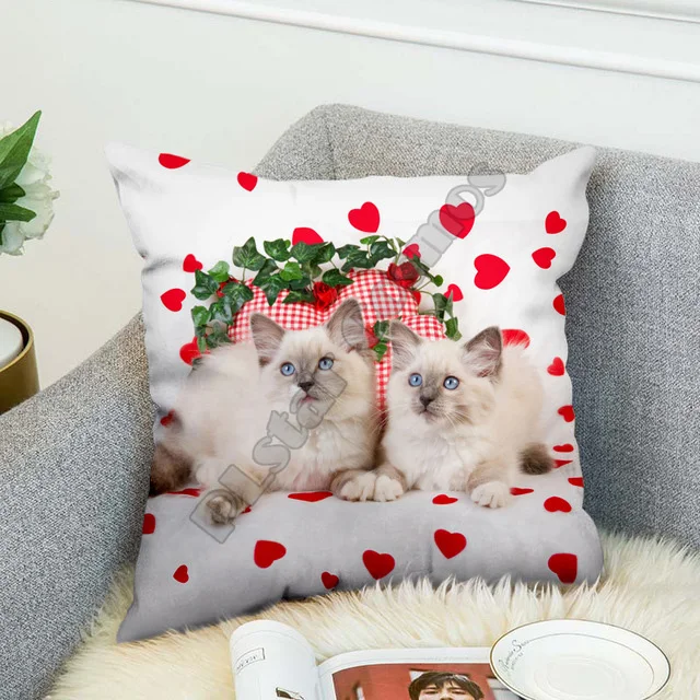 

Cute Cat Sofa Pillowcase 3D Cartoon Pillowcase Decoration Set Pillow Pillow Velvet Pillow Bedroom Car Decoration Pillowcase ..