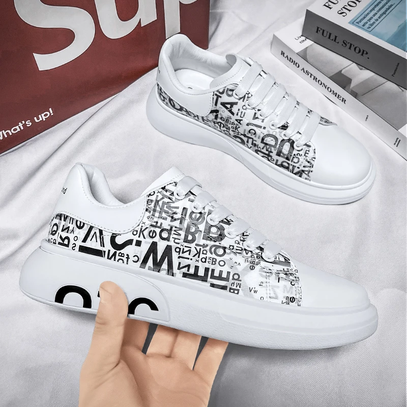 

Мужские кроссовки на плоской подошве, Белые Повседневные Удобные кроссовки для ходьбы, весна-осень 2021