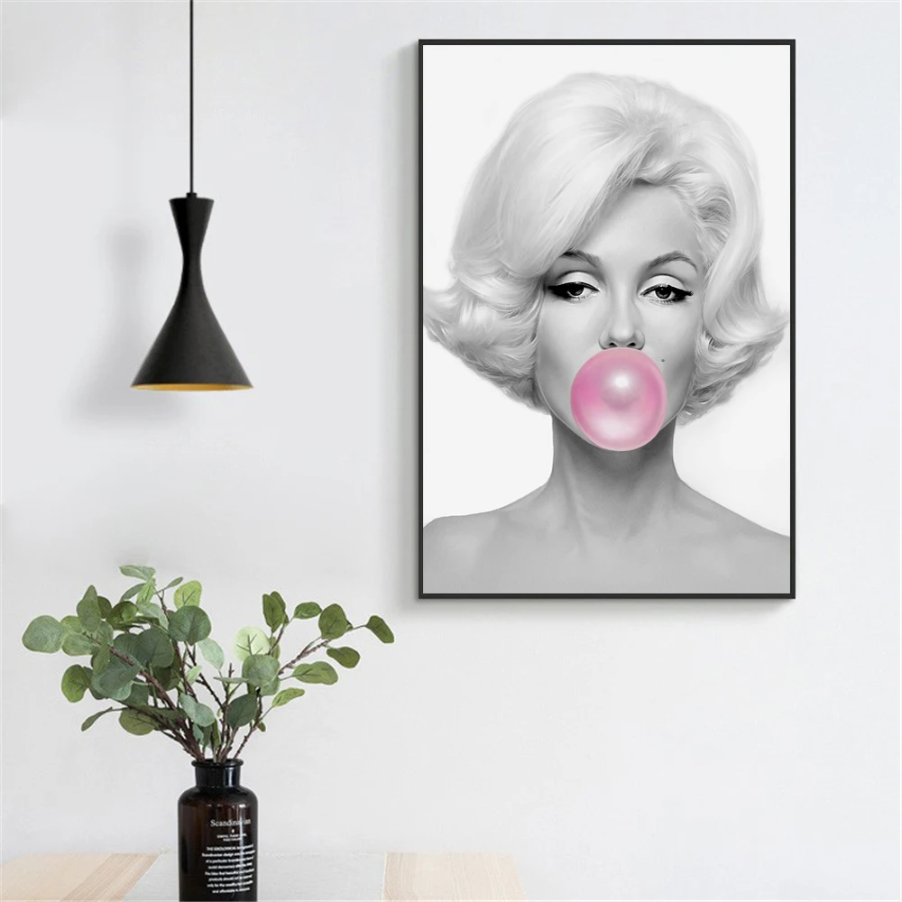 

Nordic Fashion Europe Women Bubble Gum Wall Art Canvas Modern Fashion Posters Prints Painting Pictures Home Decoration Cuadros