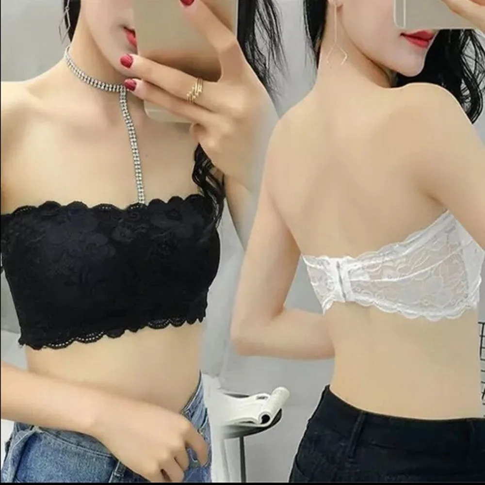 Sourcing Valentine's day Sexy Summer Women Elastic Strapless Bra Lace Tube  Top Bandeau Crop Tank Seamless Padded Underwear Wholesale - Dropshipman