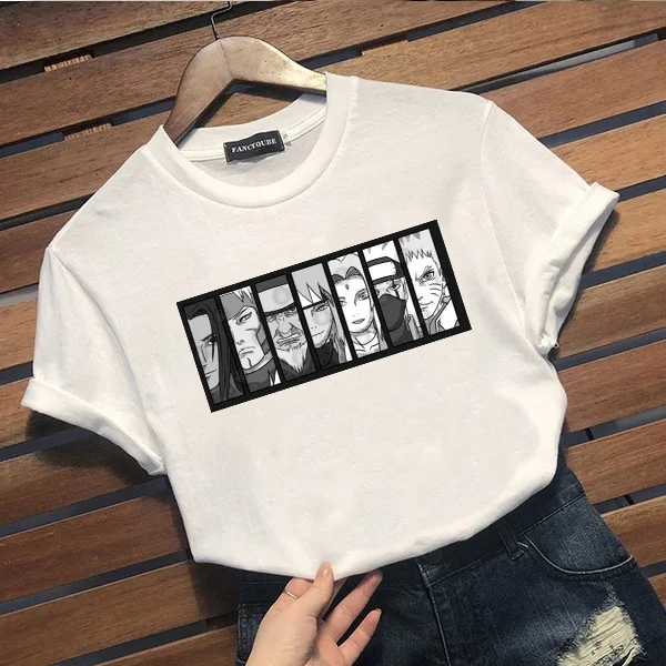 

Summer Tops Cartoon Oversize Naruto Akatsuki Graphic Harajuku Japanese Anime Ulzzang Unisex T-shirt Female Women Kawaii T Shirt