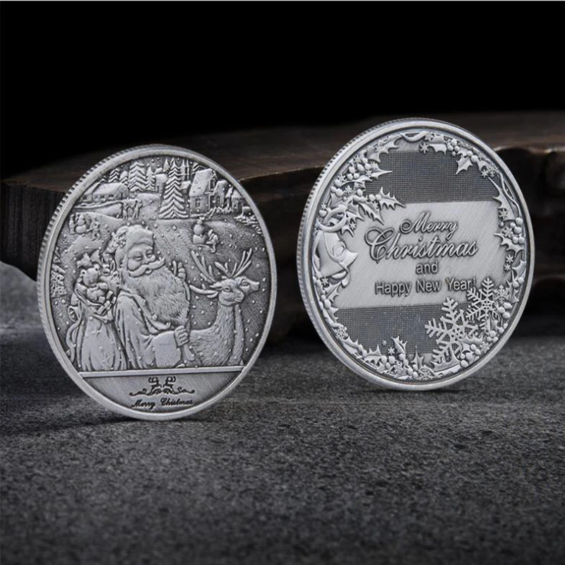 2021 цветные рождественские памятные монеты с Санта Клаусом сувенир коллекционное