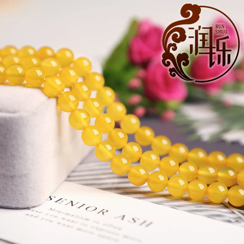 Круглые бусины из натурального желтого агата и оникса 15 дюймов 4/6/8/10/12/14 мм |