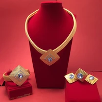 24k dubai gold color jewelry sets for women african india party wedding necklace pendant earrings jewellery set engagement gifts