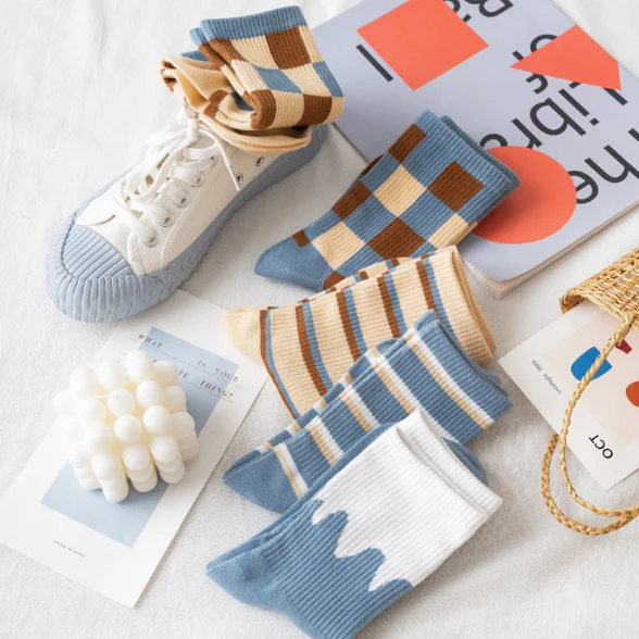 Новые стильные модные хлопковые носки в английскую клетку полоску