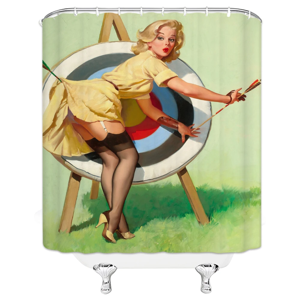 

3d Shower Curtains Beautiful Girl Woman American Bath Curtains Waterproof Bathroom Polyester Fabric With Hooks Home Decorative
