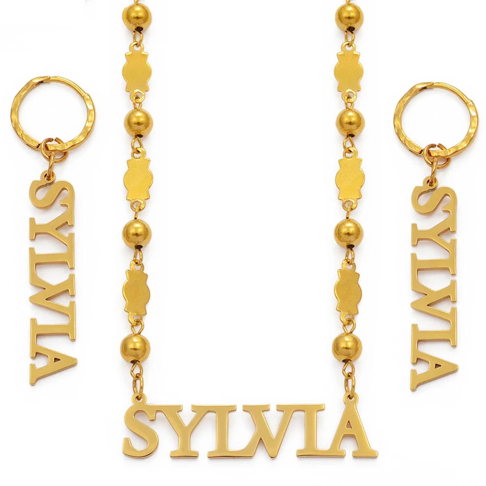 Индивидуальное ожерелье с именем серьги для женщин и девушек индивидуальные