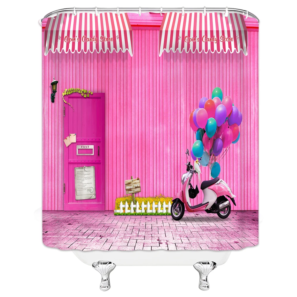 Розовые шторы для душа девушек милые дождевые занавески водонепроницаемые