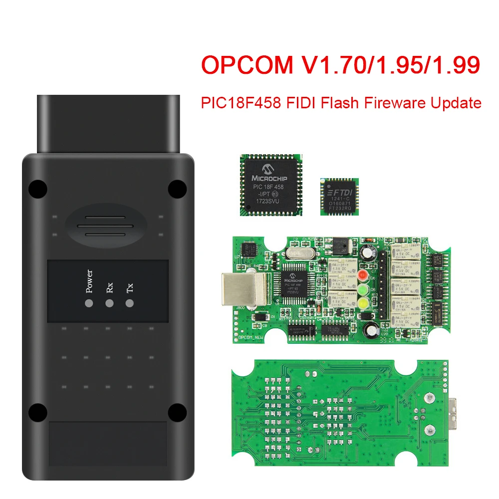 

OBD2 Scanner Flash Firmware Update OPCOM V5 OP COM 1.70 OP-COM 1.95 1.99 OBD For Opel PIC18F458 FTDI CAN BUS Dai Diagnostic Tool