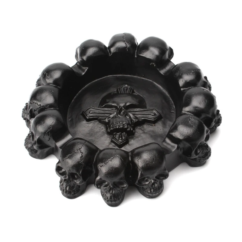

2021 New Home Decoration Cross Ghost Head Ashtray Ornament Funny Skull Ashtray Office Bar