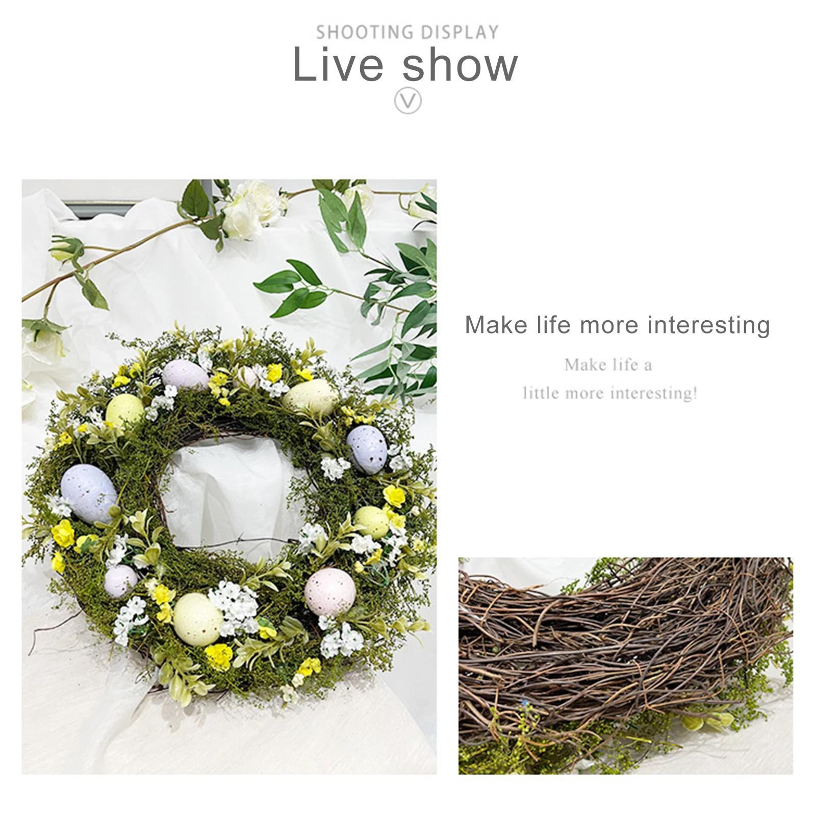 Пасхальный венок праздничный весенний искусственный цветок из яиц гирлянда для