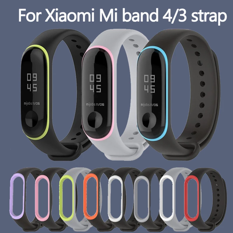 Мягкий спортивный браслет для Xiaomi Mi Band 3 4 силиконовый ремешок на запястье часов