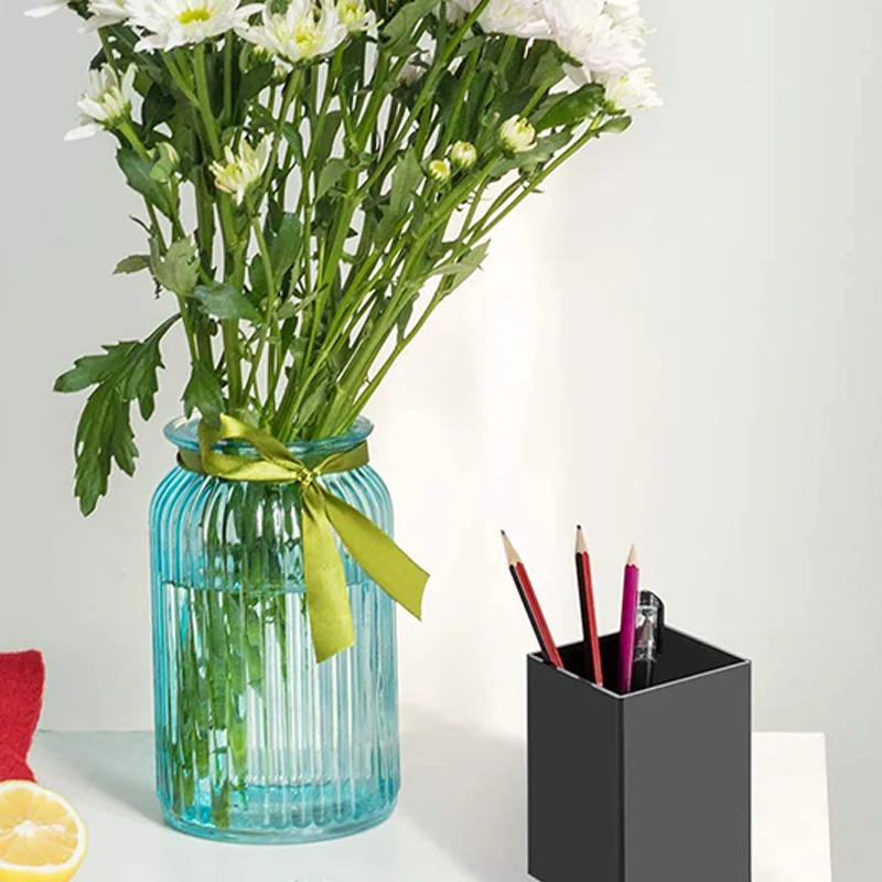 

Acrylic Pen Holder 4 Pack, Clear Desktop Pencil Cup Stationery Organizer for Office Desk, Office Pen Holder Set