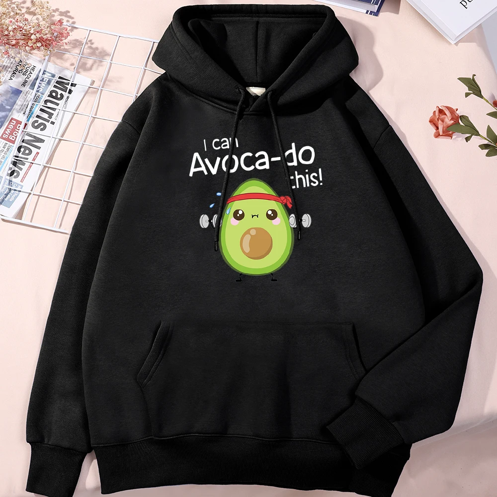 

Males Hoody Avocado For Arm Exercise I Can Do This Letter Print Sweatshirt Mens Women Kawaii Oversize O-Neck Soft Sudadera Tops