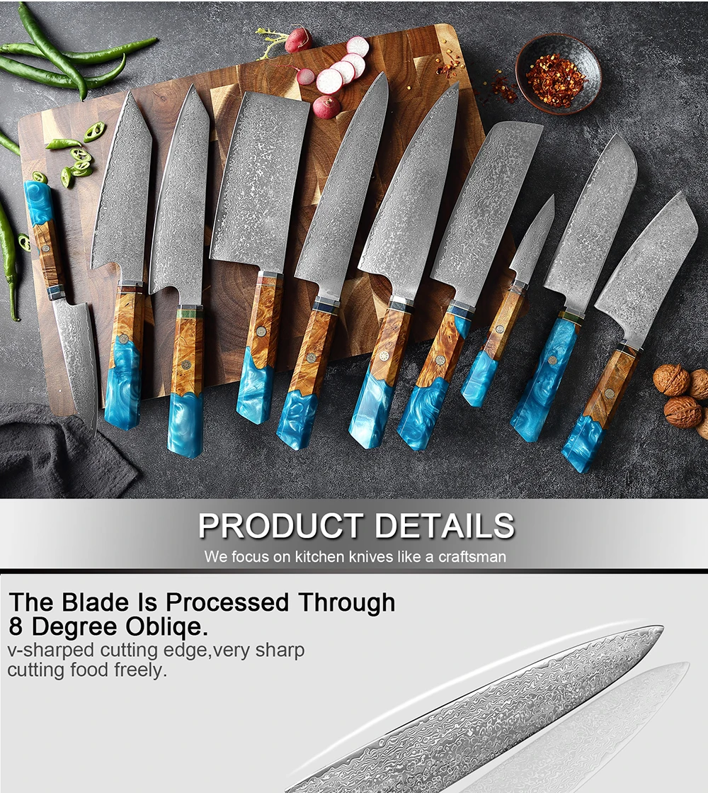 FFRR Knife Cleaver Chinese Chopping Knife Professional Kitchen Japanese  Knife Set Steel Chef Knife Abalone Shell Handle Santoku Meat Vegetable  Cleaver
