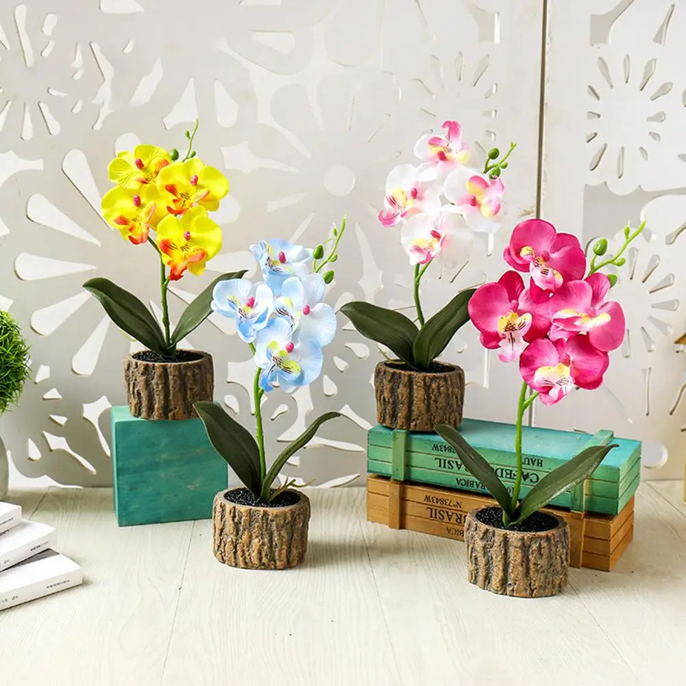 Искусственные цветы в горшке искусственная Орхидея Бабочка цветок бонсай