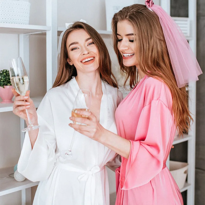 Белая розовая короткая фата для свадебного торжества свадьбы девичника подружки