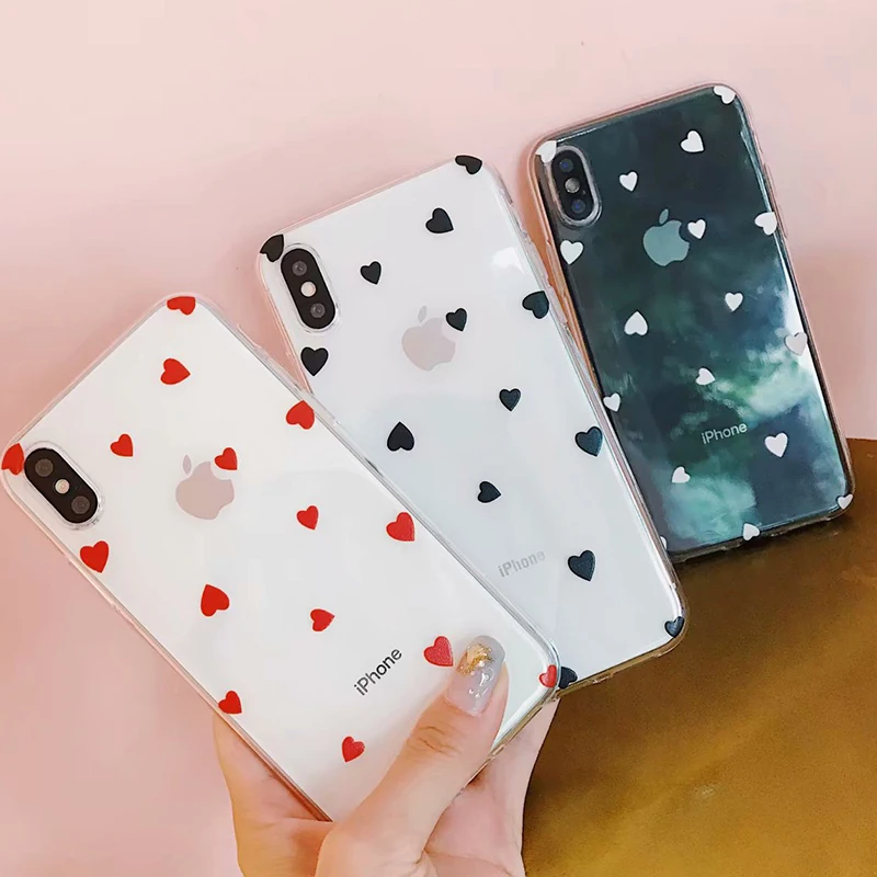 Чехол для телефона LOVECOM для iPhone 11 Pro XS Max XR XS X 6 6S 7 8 Plus Love Heart из мягкого термополиуретана Ультратонкий Прозрачный чехол для задней панели телефона в подарок
