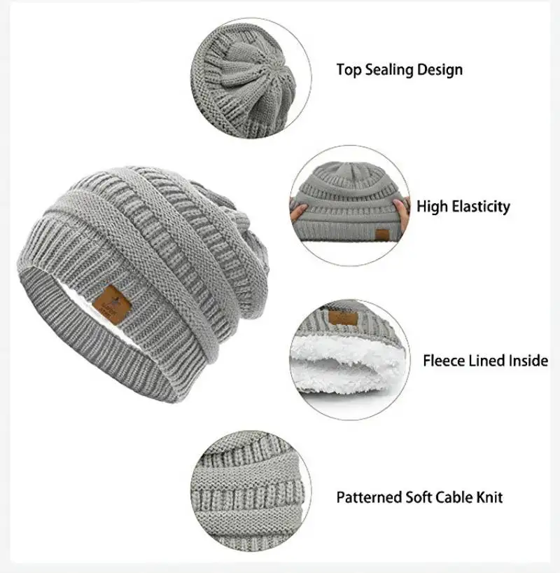 

Super Star Hat Women's Warm Winter Hat Women's Knitted Hat Thick Women's Solid Color Five-Pointed Star Plus Fleece Hat Christmas