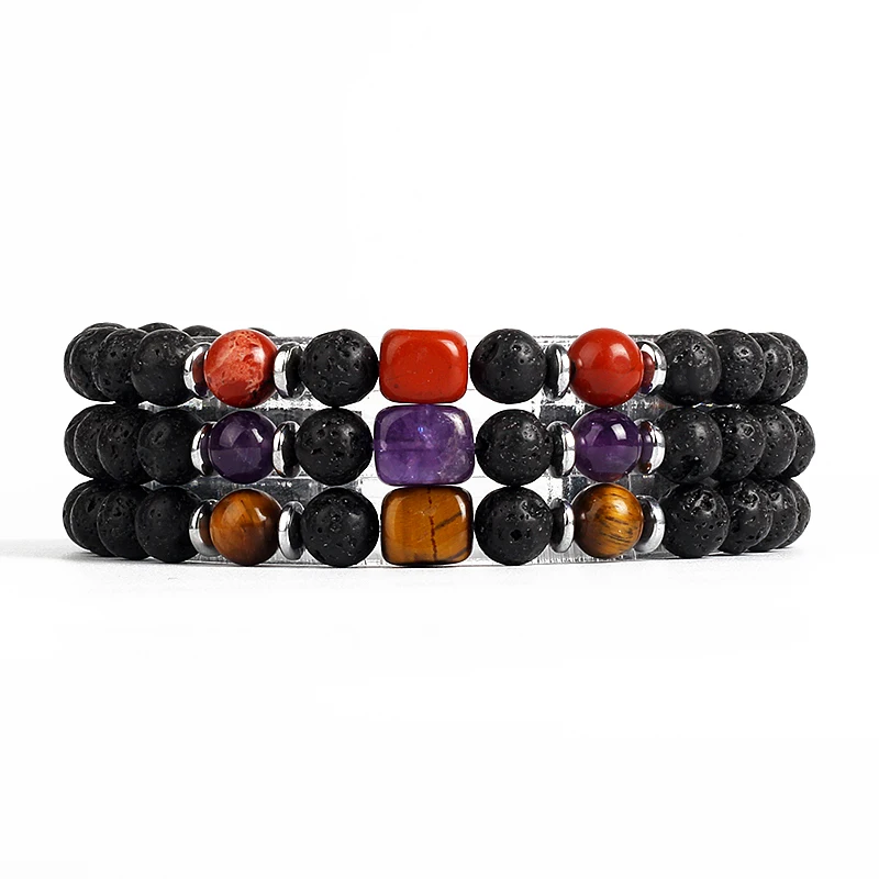 

Fashion Lava 7 Chakra Bracelets Men Oil Diffuser Bangles Yoga Balance Bead Buddha Prayer Bracelet Natural Stone Jewelry pulseira