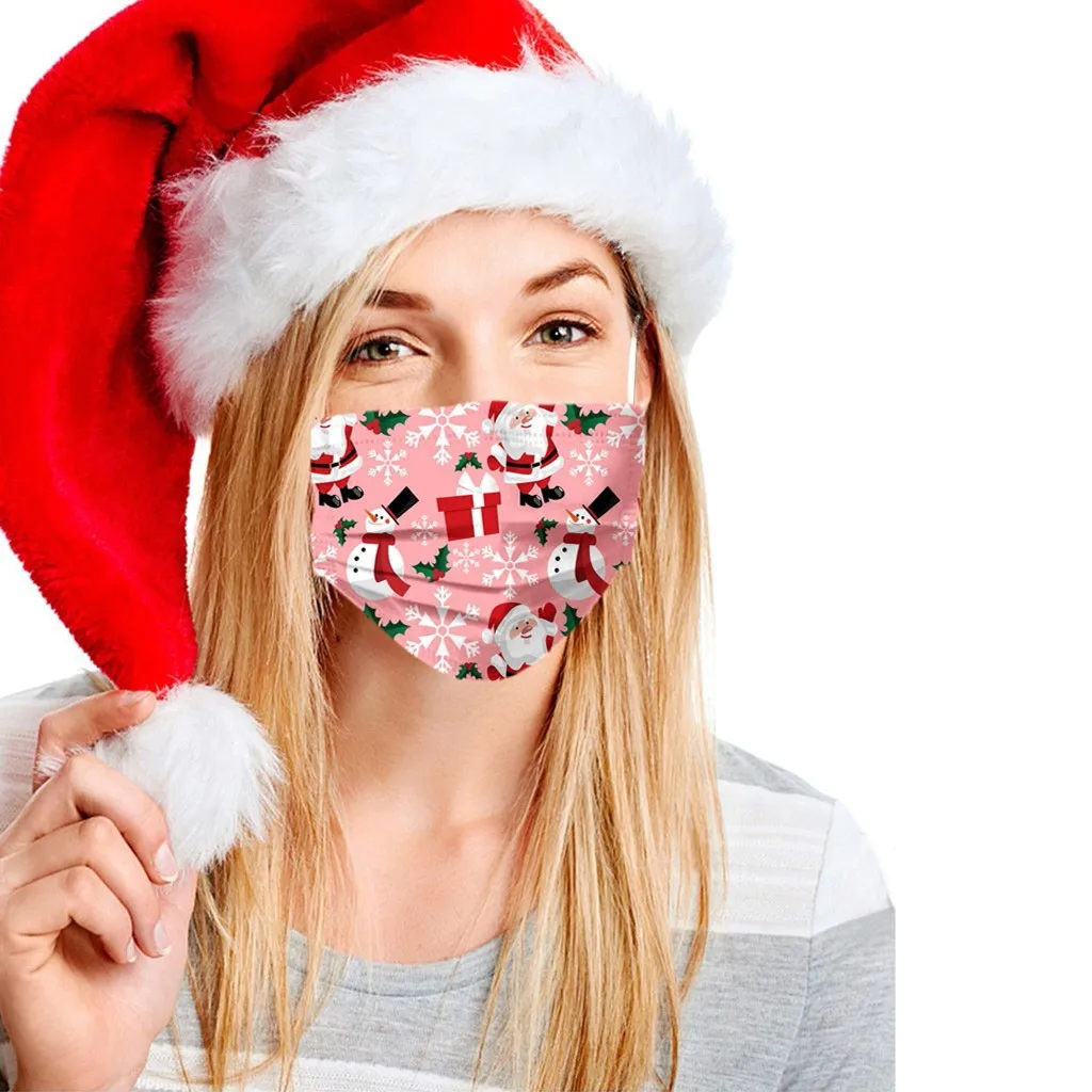 50 шт одноразовые унисекс с принтом Рождественский мягкий маски для взрослых 3