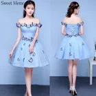 Женское вечернее платье на шнуровке J0125, голубое, розовое платье с бабочками, светильник U213840